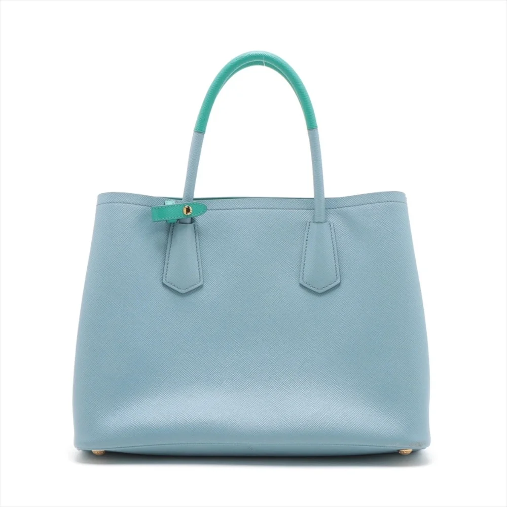 Rare! NEW! Prada Saffiano Cuir Double Handle Medium Tote Aqua TIFFANY BABY BLUE - Picture 5 of 16